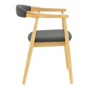 Πολυθρόνα Sandi pakoworld rubberwood σε φυσική απόχρωση με μαύρο pu μαξιλάρι 50x60x80εκ | Συσκευασία 2 τμχ