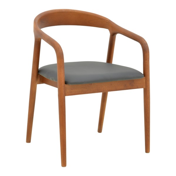 Πολυθρόνα Hogie pakoworld rubberwood καρυδί- μαύρο pu μαξιλάρι 61x60x76εκ | Συσκευασία 2 τμχ