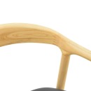 Πολυθρόνα Hogie pakoworld rubberwood σε φυσική απόχρωση με μαύρο pu μαξιλάρι 61x60x76εκ | Συσκευασία 2 τμχ