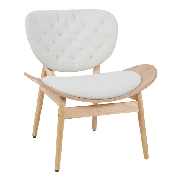 Πολυθρόνα Udalle pakoworld ξύλο σε φυσική απόχρωση με μπεζ ύφασμα 77x70x81εκ