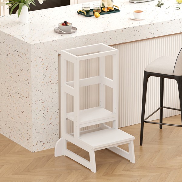 Παιδικός πύργος εκμάθησης Chiquel pakoworld τ. Montessori ξύλο σε λευκή απόχρωση 45.7x51x90εκ