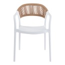 Πολυθρόνα Ankara pakoworld στοιβαζόμενη pp-pe rattan σε λευκή-φυσική απόχρωση 54x55.5x77εκ