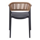 Πολυθρόνα Ankara pakoworld στοιβαζόμενη pp-pe rattan σε μαύρη-φυσική απόχρωση 54x55.5x77εκ