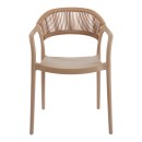 Πολυθρόνα Ankara pakoworld στοιβαζόμενη pp-pe rattan σε μόκα-φυσική απόχρωση 54x55.5x77εκ