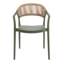 Πολυθρόνα Ankara pakoworld στοιβαζόμενη pp-pe rattan σε λαδί-φυσική απόχρωση 54x55.5x77εκ