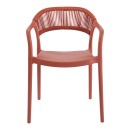 Πολυθρόνα Ankara pakoworld στοιβαζόμενη pp-pe rattan σε terracotta απόχρωση 54x55.5x77εκ