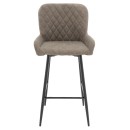 Σκαμπό bar Delicacy pakoworld μεταλλικό μαύρο-ύφασμα antique γκρι-καφέ antique | Συσκευασία 2 τμχ