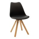 Τραπεζαρία Julita-Caron pakoworld σετ 3τεμ mdf σε μαύρη-φυσική απόχρωση Φ60x73εκ