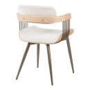 Πολυθρόνα Cameo pakoworld μέταλλο μπρονζέ-white-wash ξύλο-μπέζ ύφασμα 53x49.5x75.5εκ