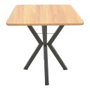 Τραπέζι Arenya pakoworld φυσική απόχρωση με μαύρα μεταλλικά πόδια 70x70x72εκ