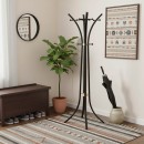 Καλόγερος ρούχων Bamile pakoworld μαύρο μέταλλο και rubberwood σε φυσική απόχρωση 51x63x175εκ