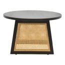 Τραπέζι Tamarind pakoworld ξύλο mango-φυσικό rattan σε μαύρη απόχρωση Φ65x40εκ