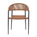 Πολυθρόνα Freiburg pakoworld αλουμίνιο μαύρο-σχοινί φυσικό-κεραμιδί