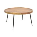 Τραπέζι σαλονιού Tavolo pakoworld μασιφ ξύλο sheesham σε καρυδί απόχρωση με μαύρα μεταλλικά πόδια Φ75x39εκ