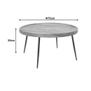 Τραπέζι σαλονιού Tavolo pakoworld μασιφ ξύλο sheesham σε καρυδί απόχρωση με μαύρα μεταλλικά πόδια Φ75x39εκ