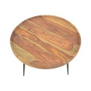 Τραπέζι σαλονιού Tavolo pakoworld μασιφ ξύλο sheesham σε καρυδί απόχρωση με μαύρα μεταλλικά πόδια Φ75x39εκ