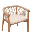 Πολυθρόνα Abby pakoworld σκελετός από teak ξύλο σε φυσική απόχρωση και κρεμ μαξιλάρι 60x58x78εκ