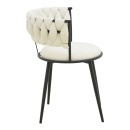 Πολυθρόνα Alkia I pakoworld ύφασμα σε εκρού απόχρωση- πόδι μαύρο μέταλλο 57x58.5x72εκ | Συσκευασία 2 τμχ