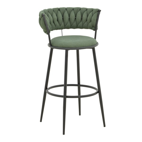 Σκαμπό μπαρ Alkia I pakoworld ύφασμα σε χακί απόχρωση- πόδι μαύρο μέταλλο 50x56x95εκ | Συσκευασία 2 τμχ