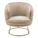 Πολυθρόνα Rony pakoworld βελούδο μπεζ-χρυσό 78x75x82εκ