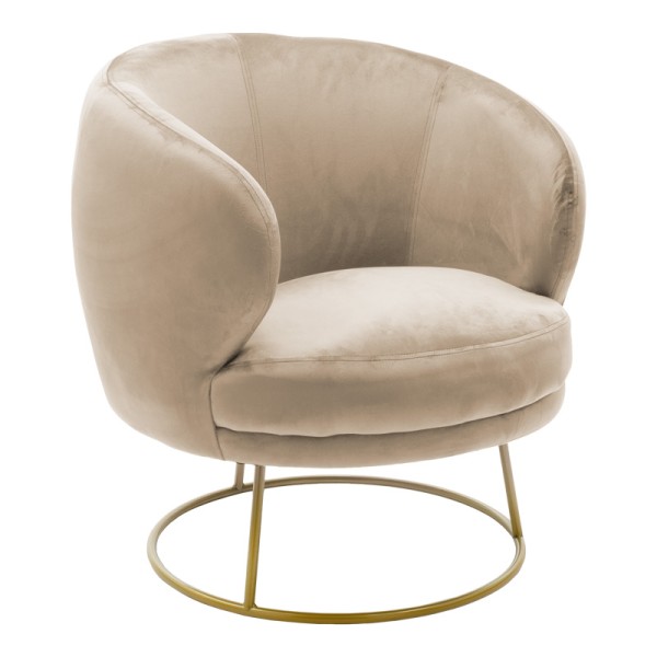 Πολυθρόνα Rony pakoworld βελούδο μπεζ-χρυσό 78x75x82εκ