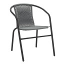 Τραπεζαρία Valor-Obbi pakoworld σετ 5τεμ μέταλλο μαύρο-γυαλί-pe γκρι 110x60x70εκ