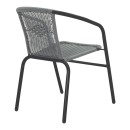 Τραπεζαρία Valor-Obbi pakoworld σετ 5τεμ μέταλλο μαύρο-γυαλί-pe γκρι 110x60x70εκ