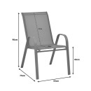 Τραπεζαρία Valor-Calan pakoworld σετ 5τεμ μέταλλο μαύρο-γυαλί-textilene μαύρο 110x60x70εκ