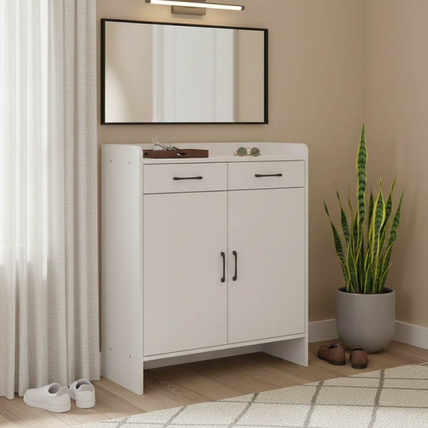 Παπουτσοθήκη Gazen pakoworld 12 ζεύγων με συρτάρια σε λευκή απόχρωση 80x33x100εκ