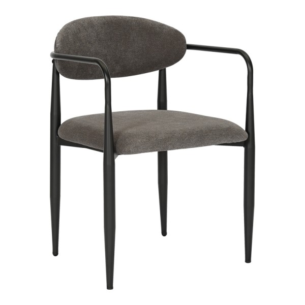 Πολυθρόνα Kalone pakoworld ύφασμα σε ανθρακί απόχρωση 56x55x78εκ | Συσκευασία 2 τμχ