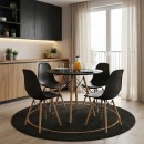 Τραπέζι Julita pakoworld MDF μαυρο-πόδια σε φυσική απόχρωση Φ80x73εκ