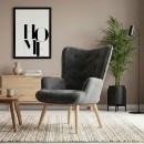 Πολυθρόνα Fluffy pakoworld βελούδο ανθρακί-φυσικό πόδι 75x69x96εκ