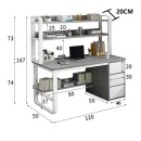 Γραφείο Soco pakoworld με ραφιέρα-MDF γκρι-λευκό 120x50x147εκ