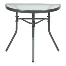 Τραπέζι ημικυκλικό Bion pakoworld γυαλί-μέταλλο σε ανθρακί απόχρωση 70x40x65εκ