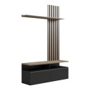 Σύνθετο σαλονιού Perlento pakoworld σε μαύρο με sonoma απόχρωση 140x41x219.5εκ