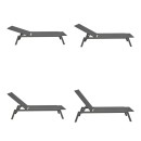 Ξαπλώστρα Boka pakoworld ανθρακί αλουμίνιο και textilene σε μαύρη απόχρωση 60x192x31εκ