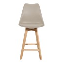 Σκαμπό μπαρ Gaston pakoworld pp-pu σε cappuccino απόχρωση και ξύλινο πόδι 49x56x112εκ