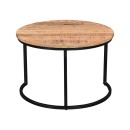 Τραπέζι σαλονιού Frina pakoworld σετ 3τεμ μασίφ mango ξύλο σε φυσική απόχρωση με πόδι μαύρο μέταλλο