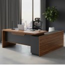 Γραφείο επαγγελματικό με αριστερή γωνία Oscar pakoworld καρυδί-ανθρακί 220x180x76εκ