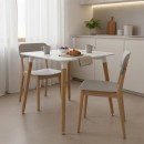 Τραπέζι Natali pakoworld MDF λευκό-πόδια σε φυσική απόχρωση 80x80x76εκ