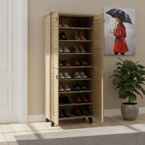 Παπουτσοθήκη-ντουλάπα MANTAM pakoworld 24 ζεύγων χρώμα sonoma 78x40x170,5εκ