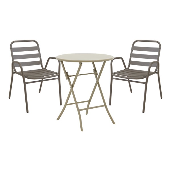 Τραπεζαρία Albero-Sussie pakoworld 3τεμ μέταλλο σε σαμπανιζέ απόχρωση Φ60x70εκ