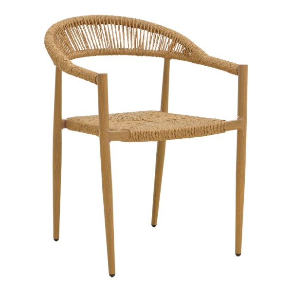 Πολυθρόνα Rayana pakoworld στοιβαζόμενη αλουμίνιο - pe rattan σε φυσική απόχρωση 57x59x78εκ