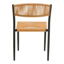 Καρέκλα Cura pakoworld στοιβαζόμενη αλουμίνιο σε μαύρη -pe rattan σε φυσική απόχρωση 53x59x78εκ