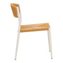 Καρέκλα Cura pakoworld στοιβαζόμενη αλουμίνιο σε λευκή -pe rattan σε φυσική απόχρωση 53x59x78εκ