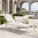 Ξαπλώστρα με μπράτσα Koby pakoworld αλουμίνιο λευκό-textilene μπεζ