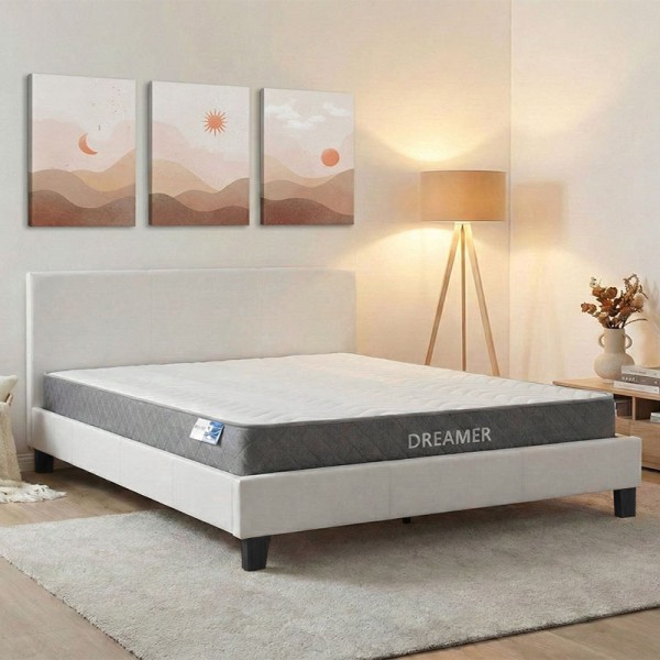 Κρεβάτι με στρώμα Nevil-Dreamer pakoworld pu λευκό 150x200εκ