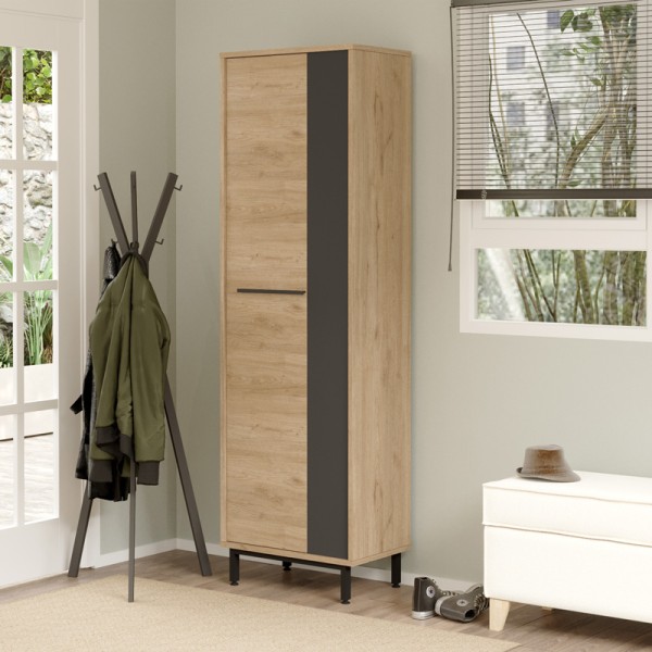 Παπουτσοθήκη Scarpiera pakoworld 18 ζευγών σε φυσικο-ανθρακι απόχρωση 57.2x35.5x185.6εκ