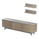 Σύνθετο σαλονιού Kasia pakoworld μπεζ μαρμάρου-sonoma 180x35x48.5εκ