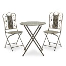 Τραπεζαρία Drill pakoworld σετ 3τεμ μέταλλο χρώμα χαλκού antique